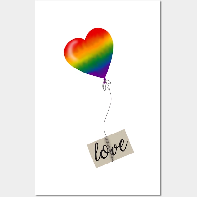 Rainbow love balloon Wall Art by Becky-Marie